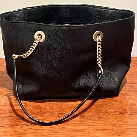 Coach Black Leather Tote with Gold Accents - Picture 2 of 11